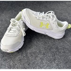 Under Armour Womens Charged Assert 10 White Yellow Athletic Shoes Size 6.5